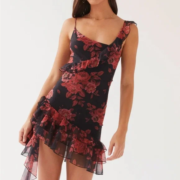 Peppermayo Floral Black and Red Mini Dress - Picture 3 of 13
